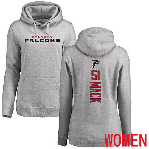 Atlanta Falcons Ash Women Alex Mack Backer NFL Football 51 Pullover Hoodie Sweatshirts